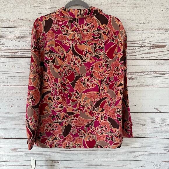 C.L.O.T.H.E.S. New Women's Multicolor 100%Silk Button Down Top Size Medium - Picture 11 of 13